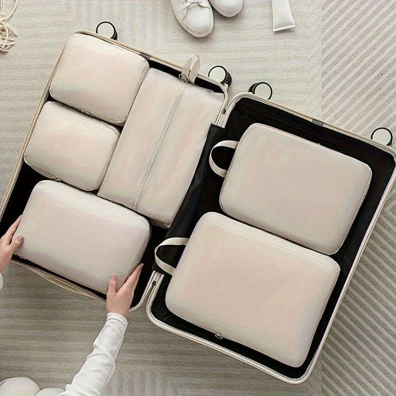 Lightweight Polyester Packing Cubes,6-Piece Organizer Set-Effortless Compression,Saves Room for Souvenirs,Perfect for Long Trips