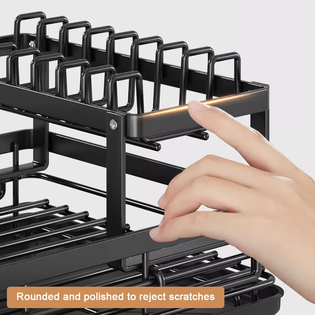 Sink Organizer Dish Racks with Drainboard Dish Strainer Shelf Carbon Steel Dish Rack for Kitchen Storage Counter Organizer