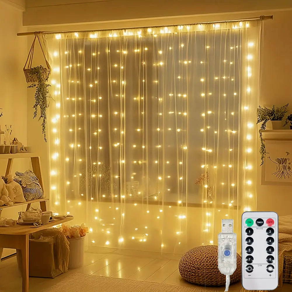 USB String Lights Holiday Wedding Light Garland Lights for Bedroom Remote Control Curtain LED Christmas Decor 100/200/300/600LED