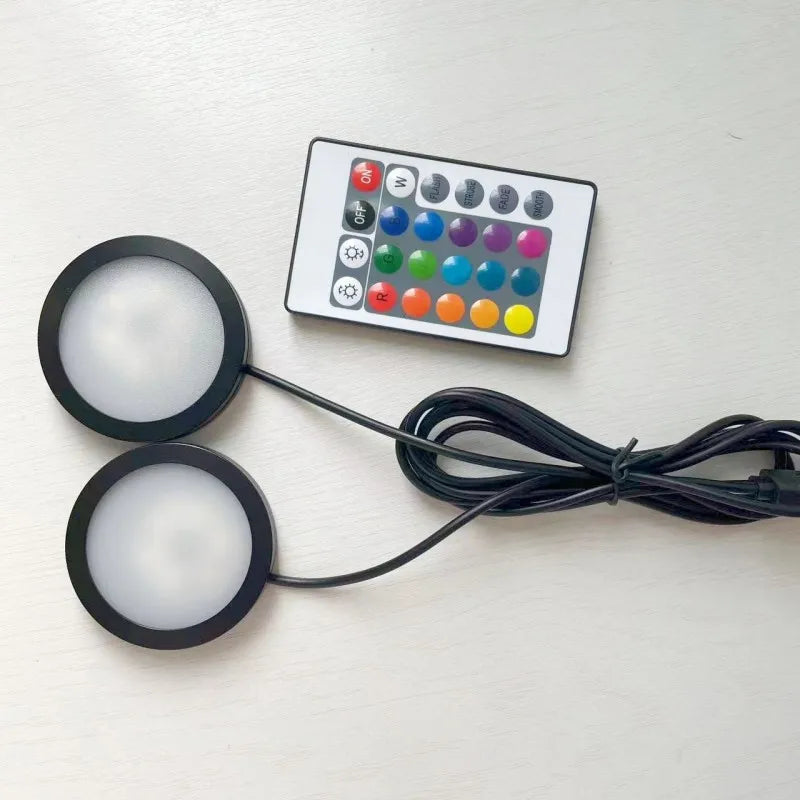 USB Led Spotlight 3W DC5V RGB With Remote Jewelry Cabinet Showcase Counter Lamp Ceiling  USB plug 2 in One Mini Spot Light