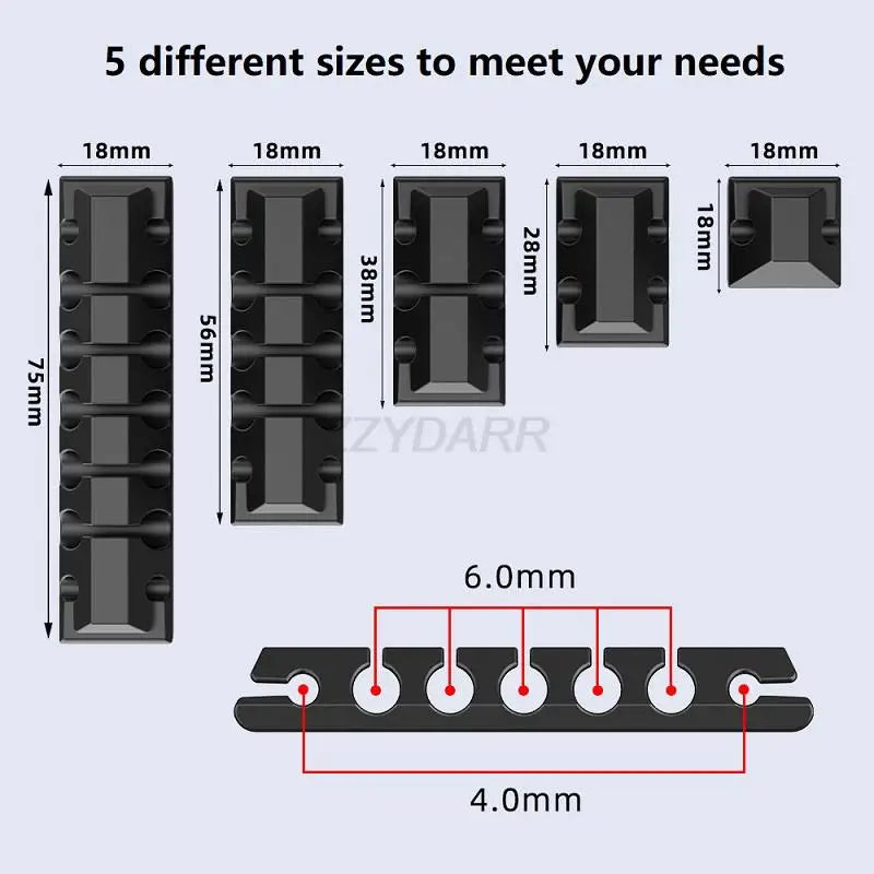186/188 PCS Cable Organizer Kit With 10 Cable Holder 4 Wire Organizer Sleeve 40 Cord Clips Roll Cable Organizer Straps for Home