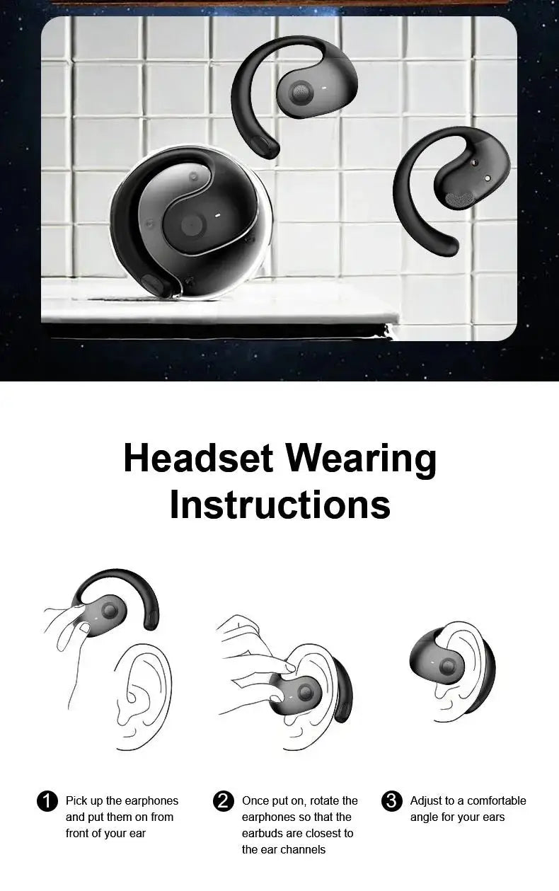 Wireless Bluetooth 5.4 Earbuds Sports Waterproof Noise-canceling Headphones Stereo Sound Sound In-Ear Earphones With Microphone