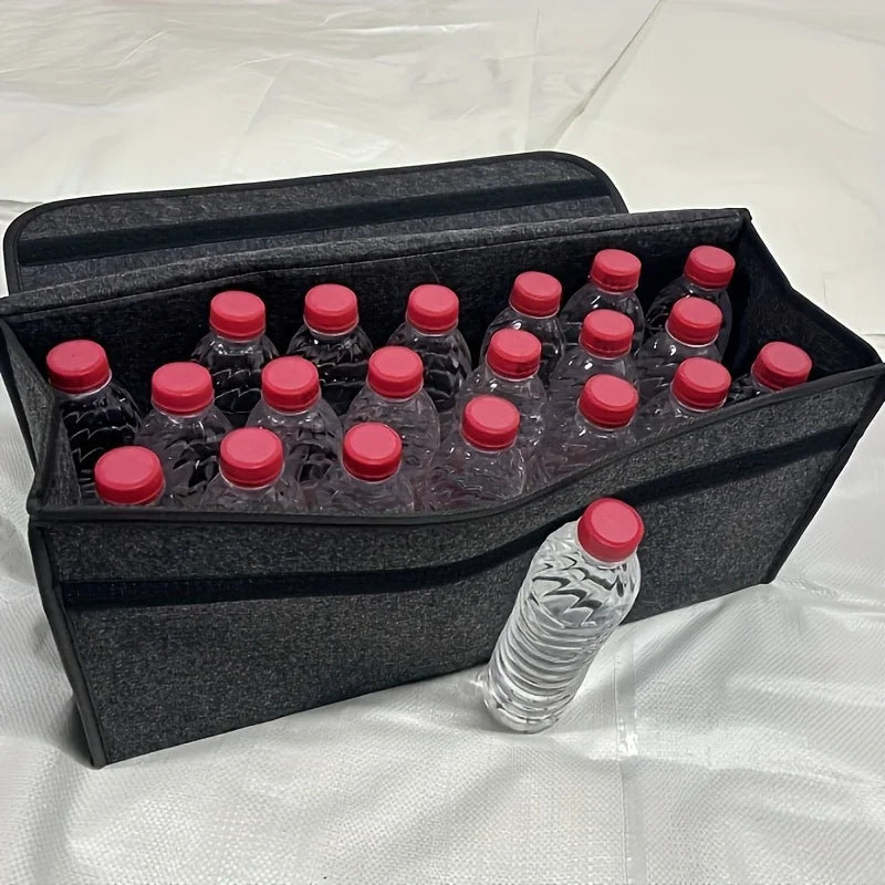 1 Car Trunk Organizer Box,Foldable Storage Bag with Compartments For SUVs,Sedans,Trucks-Durable Fabric Car Interior Accessories