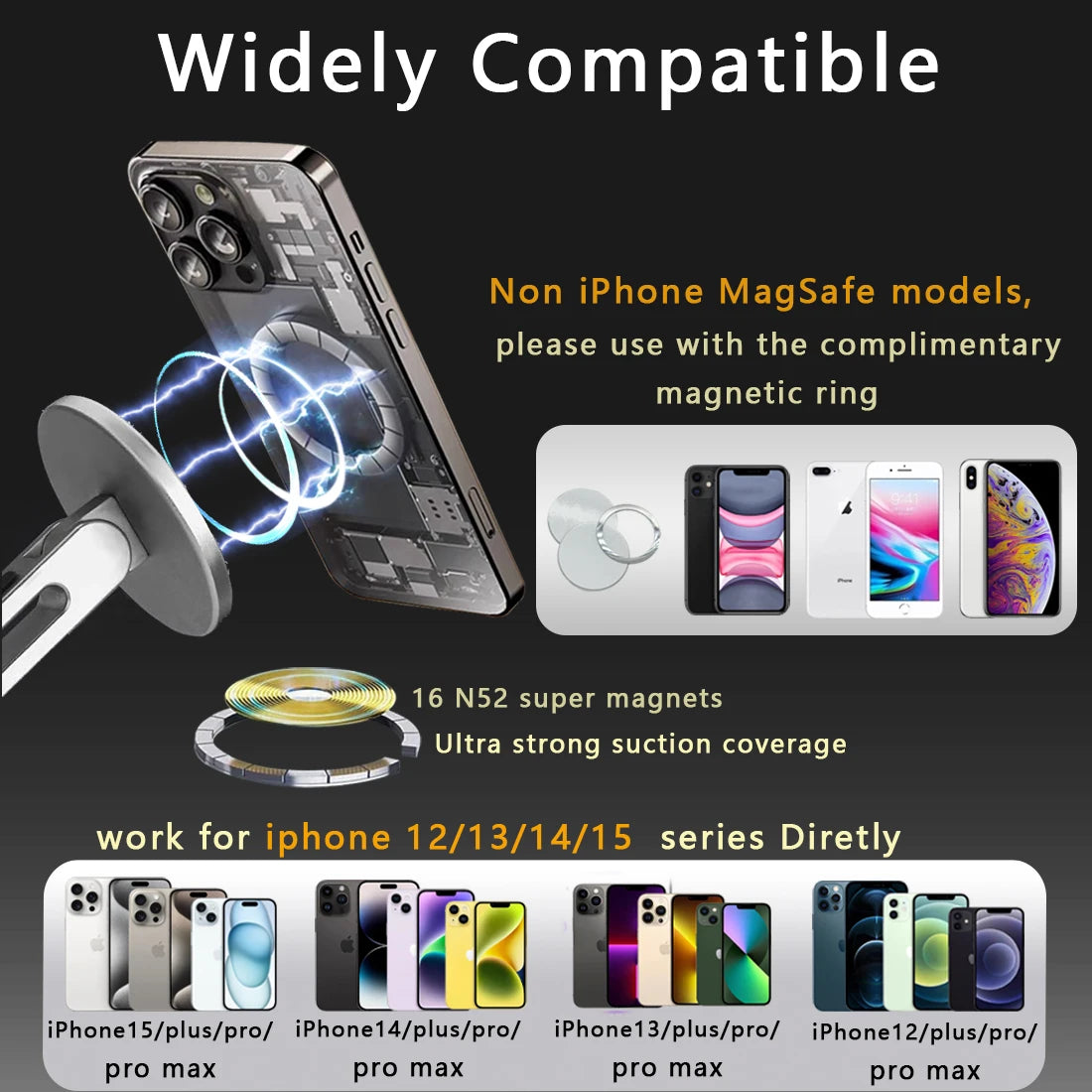 Magnetic Phone Stand for Desk, Heightened & Adjustable & Foldable Metal Magnetic Phone Holder Stand for Desk/Office/Home, Compat