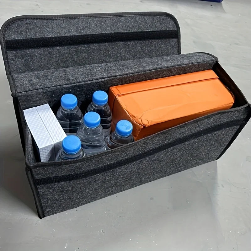 1 Car Trunk Organizer Box,Foldable Storage Bag with Compartments For SUVs,Sedans,Trucks-Durable Fabric Car Interior Accessories