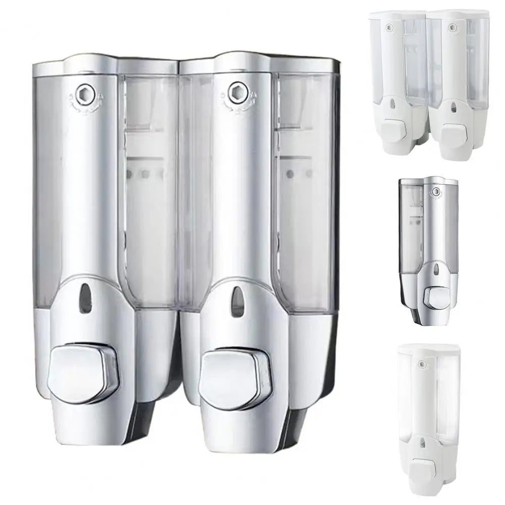 350ml Soap Dispenser 1/2 Chamber Wall-Mounted Manual Shower Dispenser With Large Capacity Shampoo Conditioner Bathroom Accessory