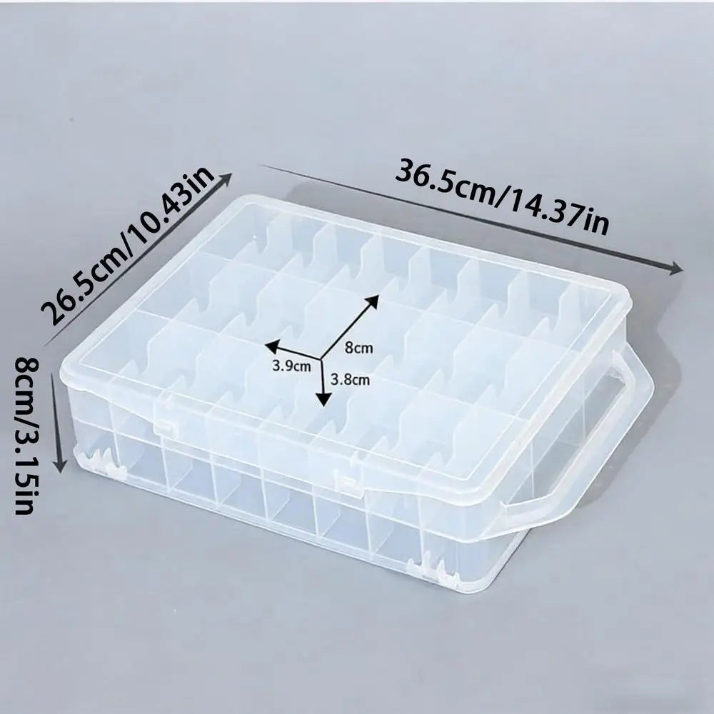 Clear Storage Boxes Double Sided Organizer Case Box With Handle 46 Compartments Clear Box With Lid For Home Office Bedroom