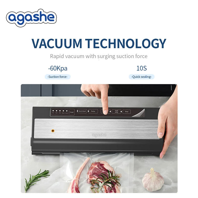Vacuum Sealer with 10 bags, Home Kitchen Food Preservation, Automatic Sealing and Packaging Machine, Suitable for 28cm wide bag