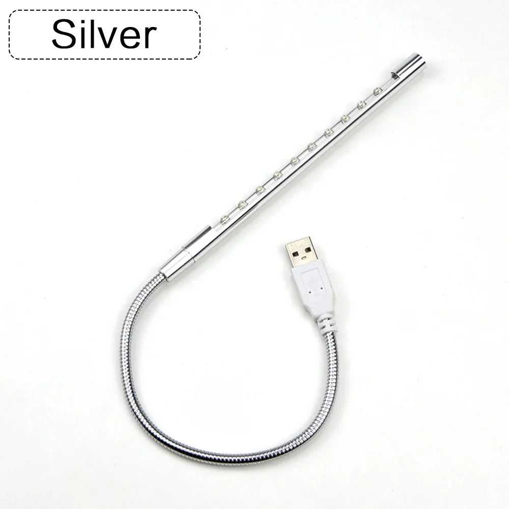 USB LED Reading Light Flexible Book Light 10 LED Mini Lamp for Laptop Notebook PC Computer Study Desk Bedroom Night Light