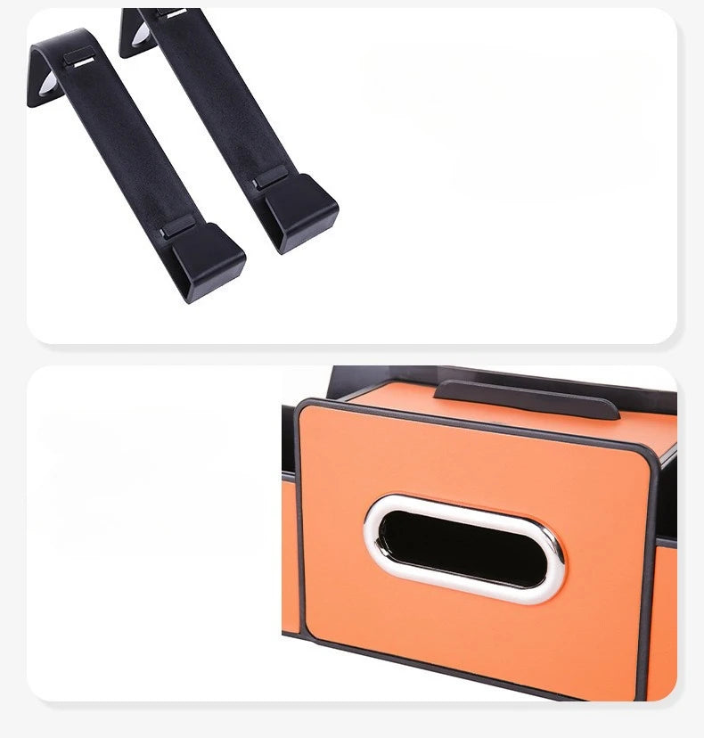 Multifunctional Car Organizer Rear Drainage Holder Storage Hanging Box In Car Bag For Stowing Tidy With Phone Tissue Cup Holder