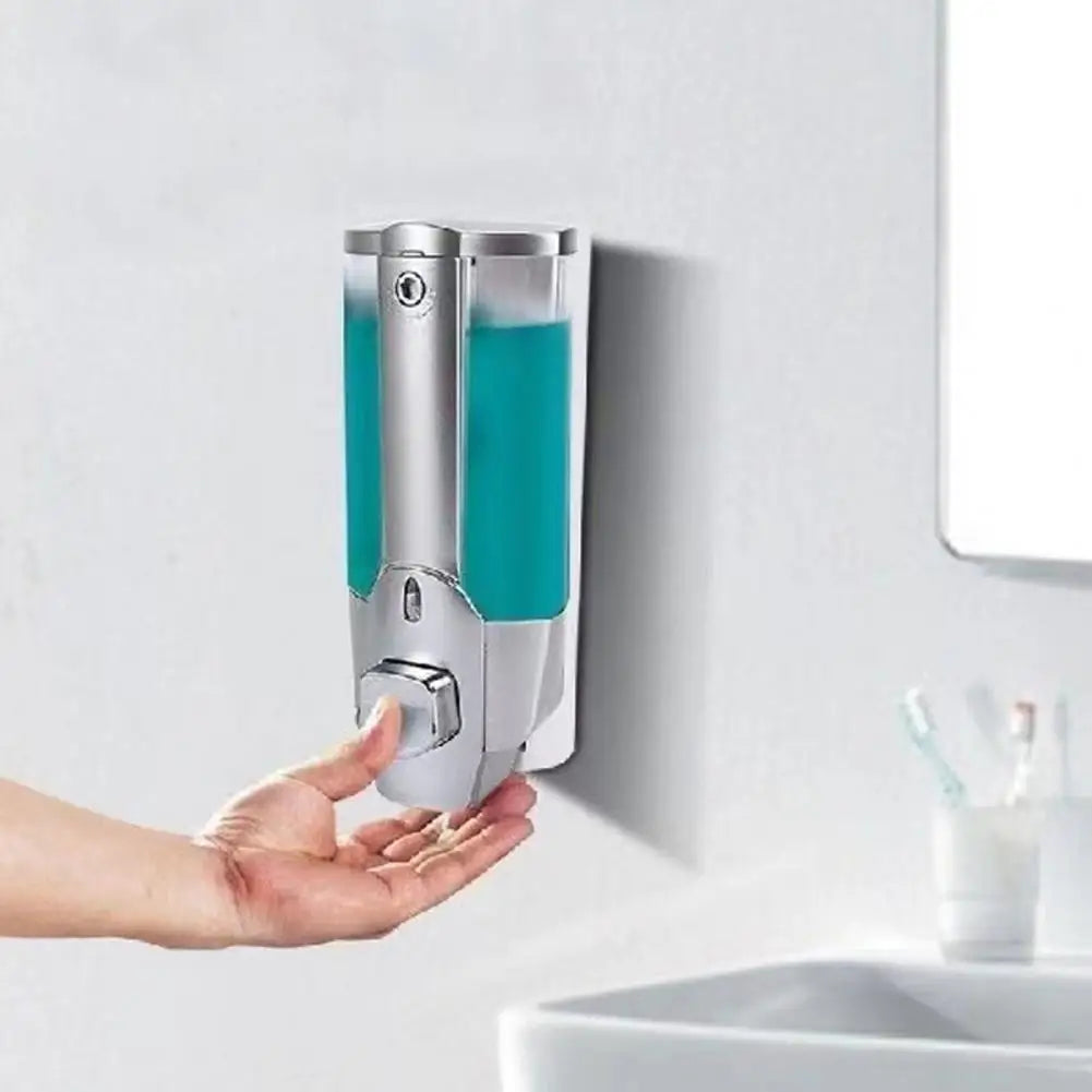 350ml Soap Dispenser 1/2 Chamber Wall-Mounted Manual Shower Dispenser With Large Capacity Shampoo Conditioner Bathroom Accessory