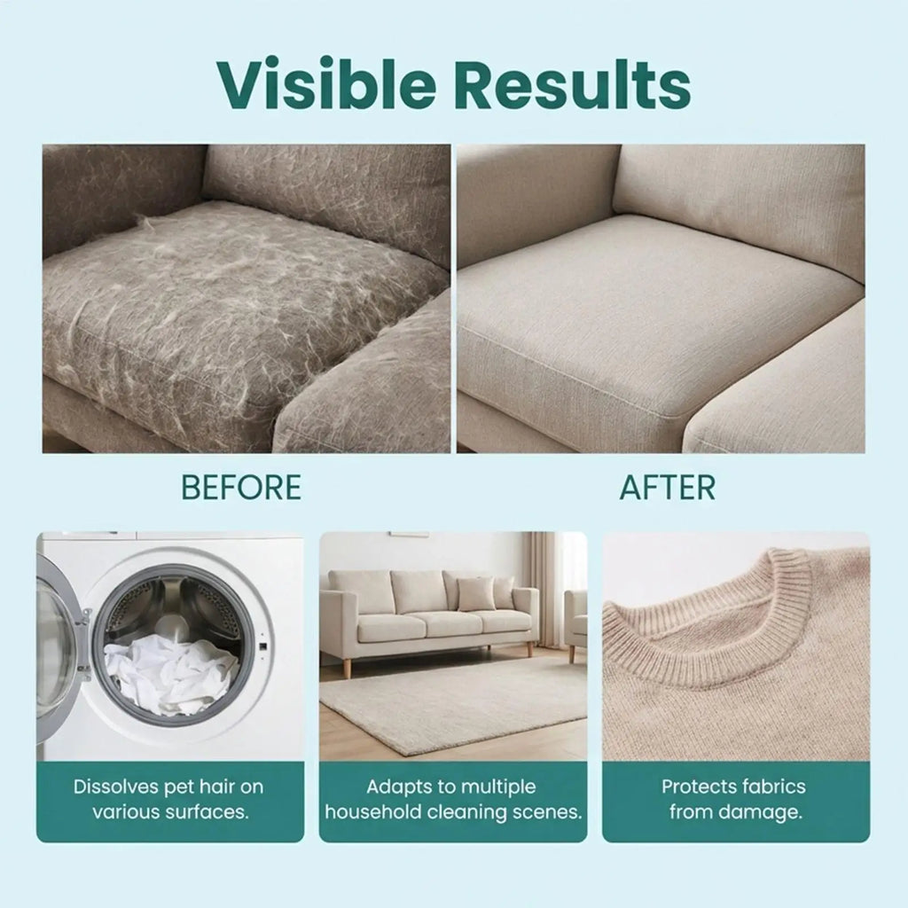 Pet Hair Dissolver Laundry Cleaner 100g Washing Machine Hair Remover Detergent Additive for Clothes Carpet Bedding Fabric Towel