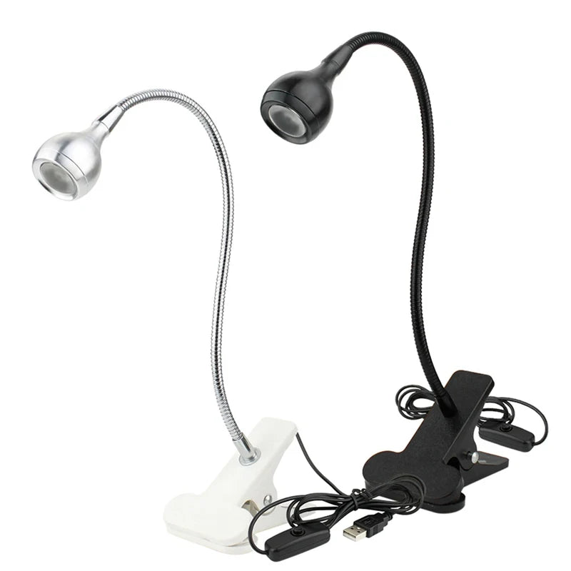 USB LED Reading Lamp Table Lamp Flexible Desk Night Light Clip-on Student Study Lights Bedside Indoor Room Lighting With Switch