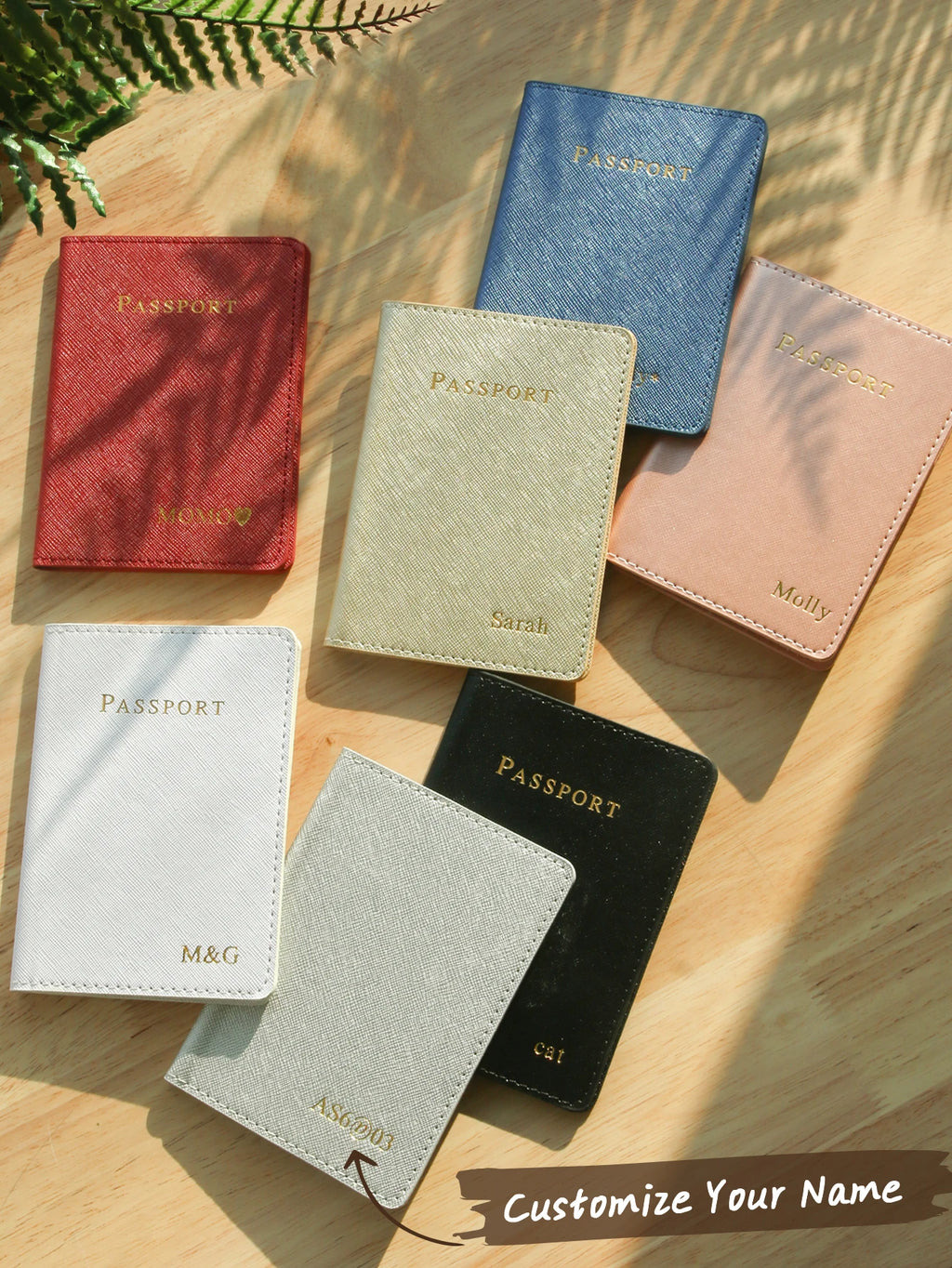 Personalized Passport Holder Customized Hot Stamping Name Passport Customize Letters Cover Passport Holder Travel Wallet