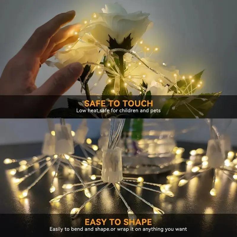 USB LED String Lights Outdoor Firework Fairy Lights 8 Modes Lighting Copper Wire LED Light for Camping Christmas Tree Decor Lamp