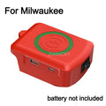 Magnetic wireless charger, for Dewalt/Makita/Milwaukee 18V Li-ion Battery, with USB/TYPE-C, Fast charging battery adapter