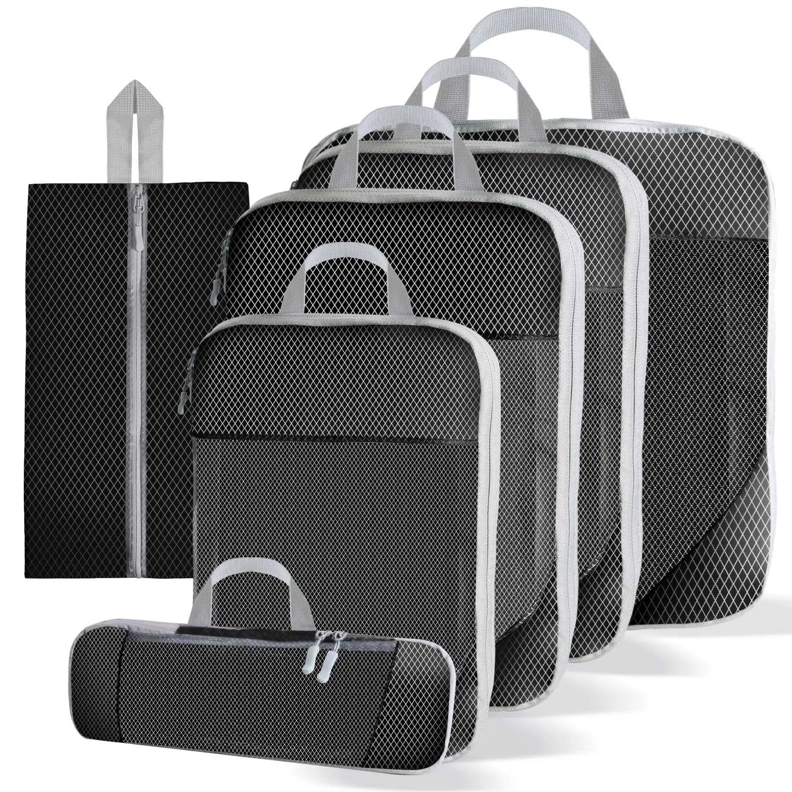 5 Set/6 Set Compressible Packing Cubes Travel Storage Bag Portable Large Capacity Waterproof Suitcase Handbag Luggage Organizer