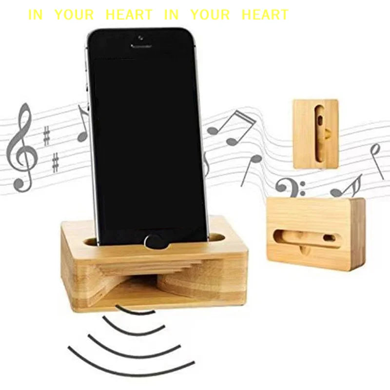Phone Holder Stand Amplifier Cell Speaker Wooden Desk Wood Bamboo Sound Mobile Bracket Desktop Tablet Car Shower Cellphone Dock