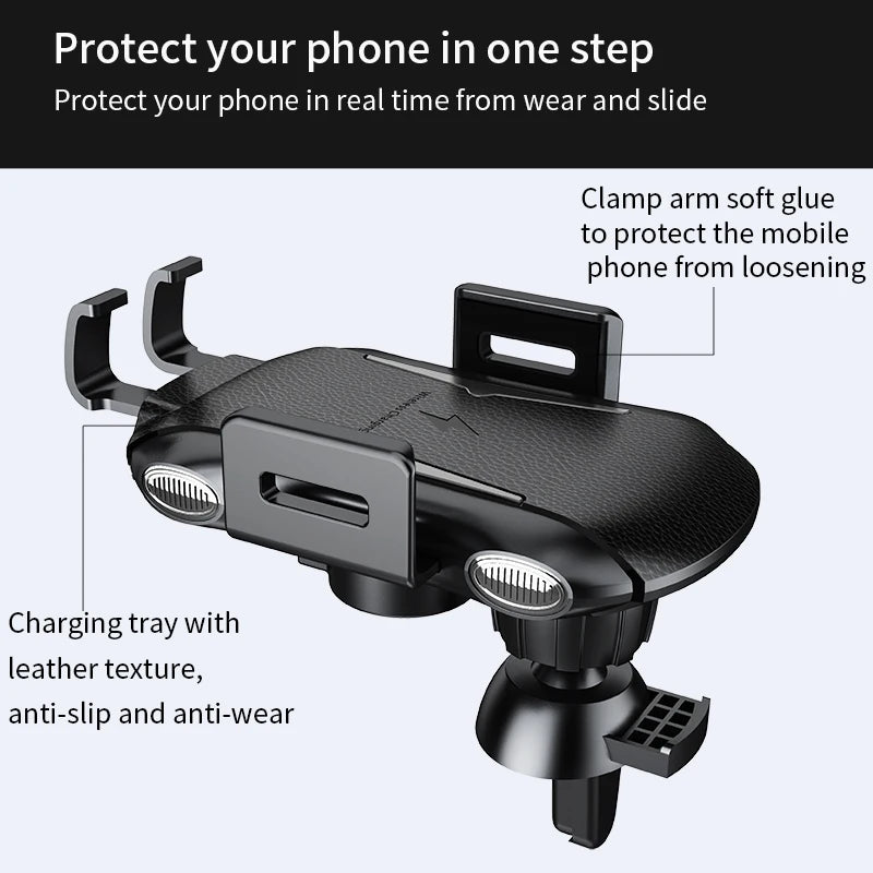 Rotatable Car Wireless Charger With Holder 15W Fast Charge For iPhone 16 15 14 13 Magnetic Car Holder Charger Vent Auto Shrink