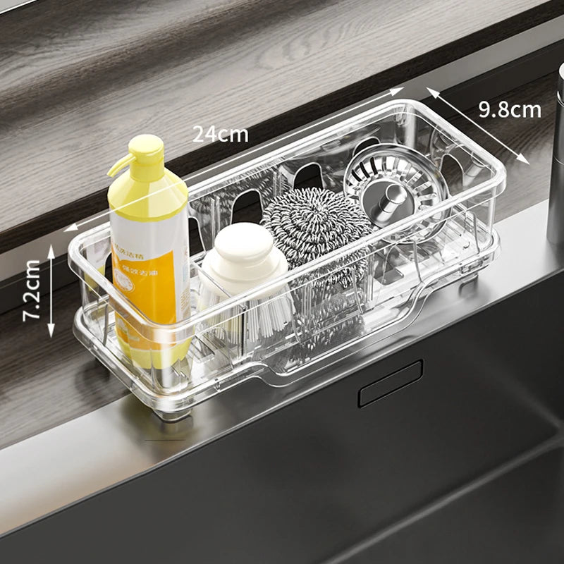 1Pcs Kitchen Sink Caddy Organizer Sink Dish Sponge Holder Drain Rack Kitchen Bathroom Shampoo Soap Storage Shelf