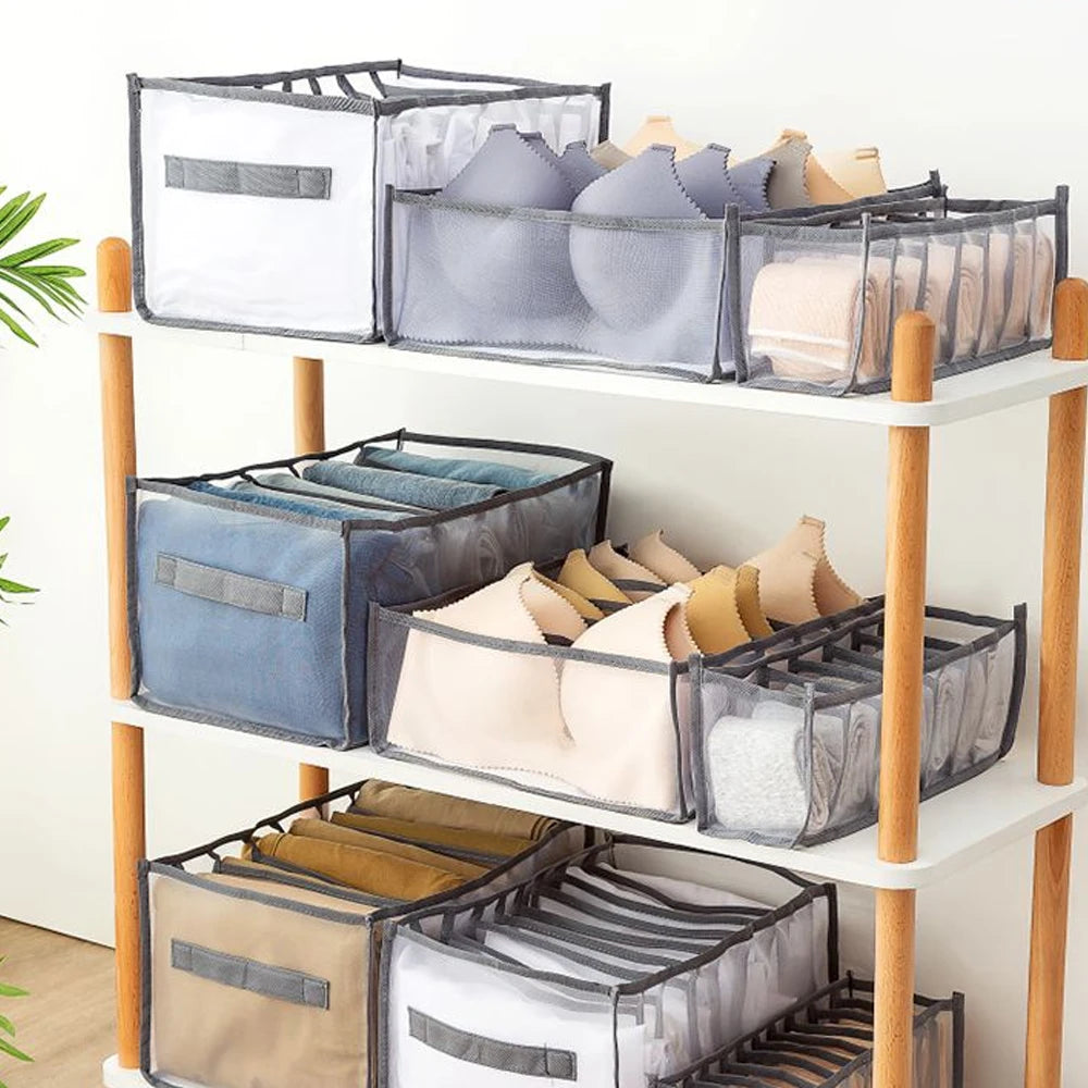 Drawers Organizer for Underwear Bra Socks Pants Jeans Storage Box Wardrobe Clothes Organizer Cabinet T-Shirt Organizers storage