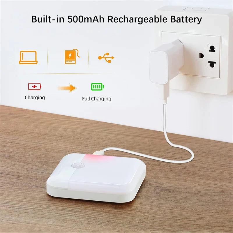 LED Motion Sensor Night Light USB Night Lamp Square Chargeable Lamp for Bedroom Kitchen Stair Hallway Wardrobe Cupboard Lighting