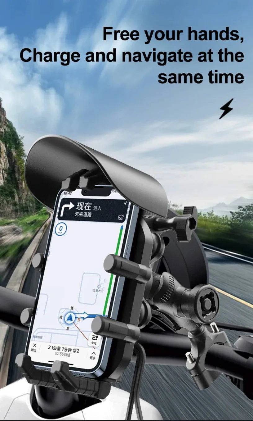 Fast Charging 15W Wireless Charger Shockproof Motorcycle Phone Holder 18W USB & 30W Type C Motorbike Bicycle Bike Scooter Stand