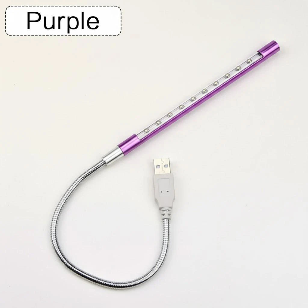 USB LED Reading Light Flexible Book Light 10 LED Mini Lamp for Laptop Notebook PC Computer Study Desk Bedroom Night Light
