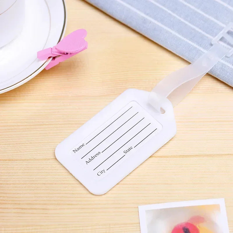 Plastic Luggage Tags, Suitcase Label, Travel Accessories, Luggage Bag Tag, Name Address ID Label, Baggage Holder, 5Pcs