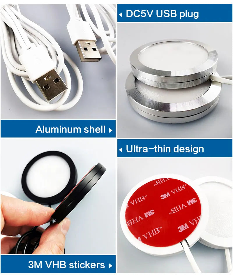 USB Led Spotlight 5W 3W DC5V RGB With Remote Jewelry Cabinet Showcase Counter Lamp Ceiling Mini Spot Light USB plug 2 in One