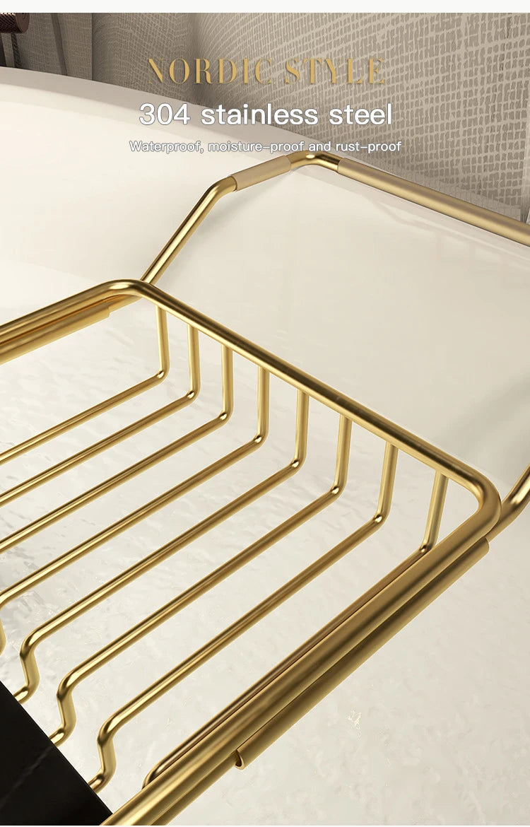 Bathtub shelf retractable multi-function, bathroom bath shelf, stainless steel mobile phone non-slip storage bracket