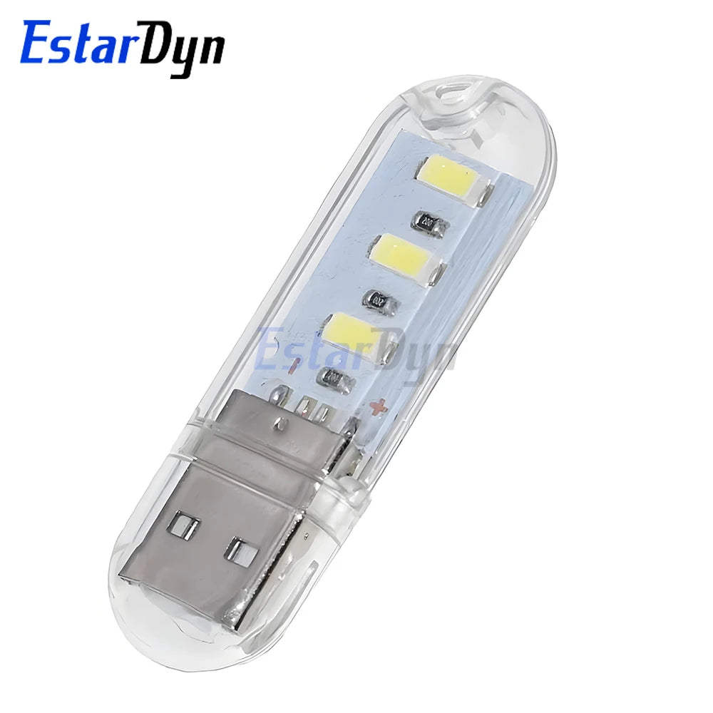 USB LED Lamp 3/8 LED Dimmable Portable Mini Light for Reading Night PC Laptop Desk Camping Power Bank