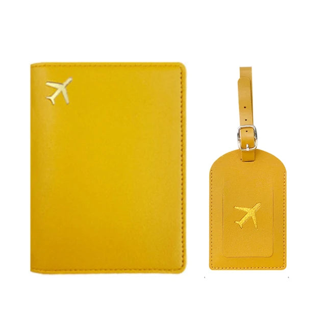 Custom Initial Travel Passport Holder and Luggage Tag Fashion Logo Gold Airplane Women Suitcase Name Label Men Passport Holder