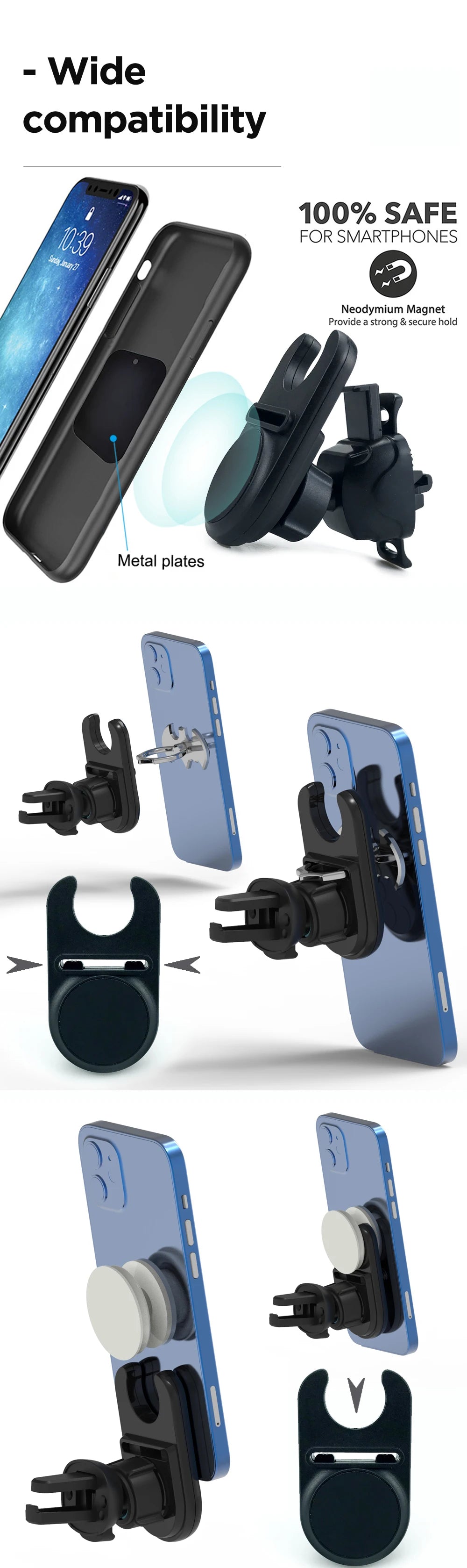 Car Phone Holder Phone Holder for Car Universal for Air Vent  Phone Mount for Car, Hand Free Mount for   All Cell Phones