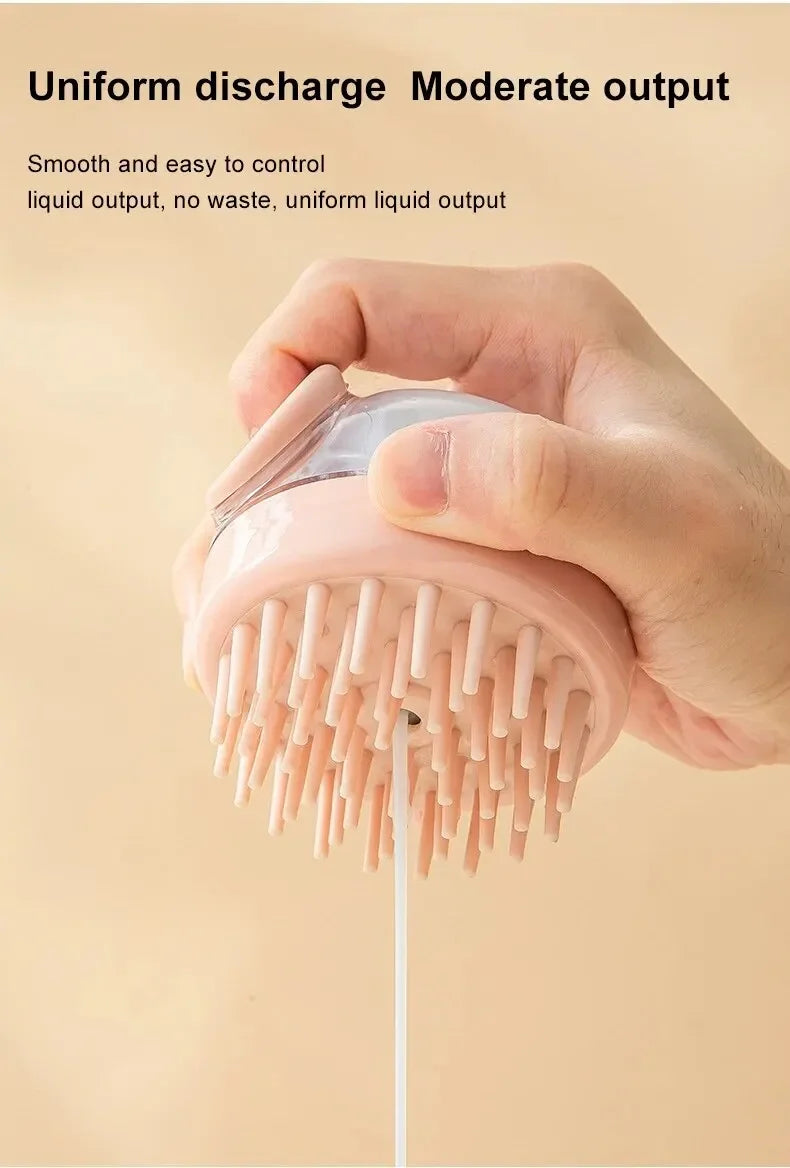 Dog Shower Brush Pet Dog Grooming Massage Bath Cleaning Brush with Shampoo Dispenser for Long Hair Dogs and Cats Shower