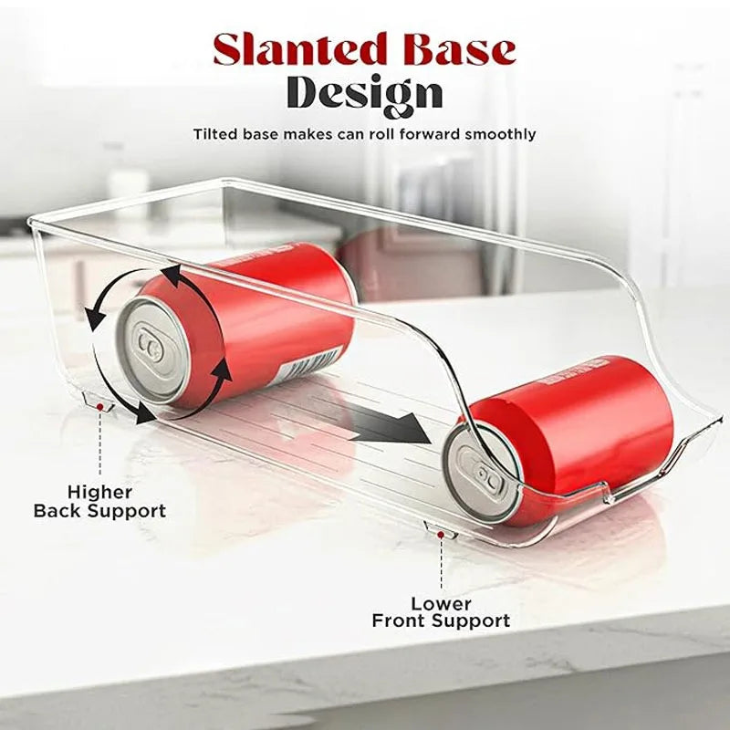 Kitchen Refrigerator Organizer Soda Can Dispenser Fridge Freezer Storage Dispenser Automatic Rolling Pantry Organizer