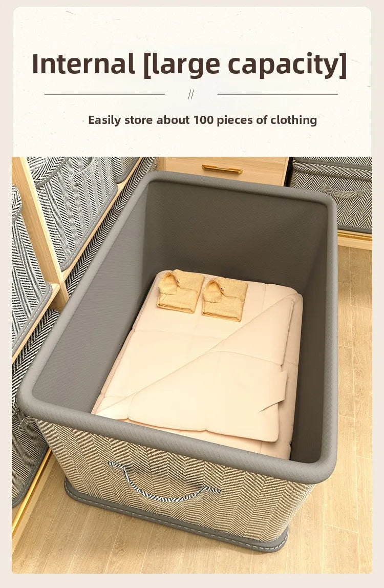 Clothes Storage Box Household Large-capacity Wardrobe Snacks Toys Layered Finishing Artifact Folding Storage Box Basket with Lid