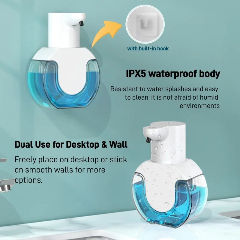 Automatic Sensor Foaming Soap Dispenser Touchless USB Rechargeable Waterproof Soap Dispenser for Bathroom Kitchen Soap Pump