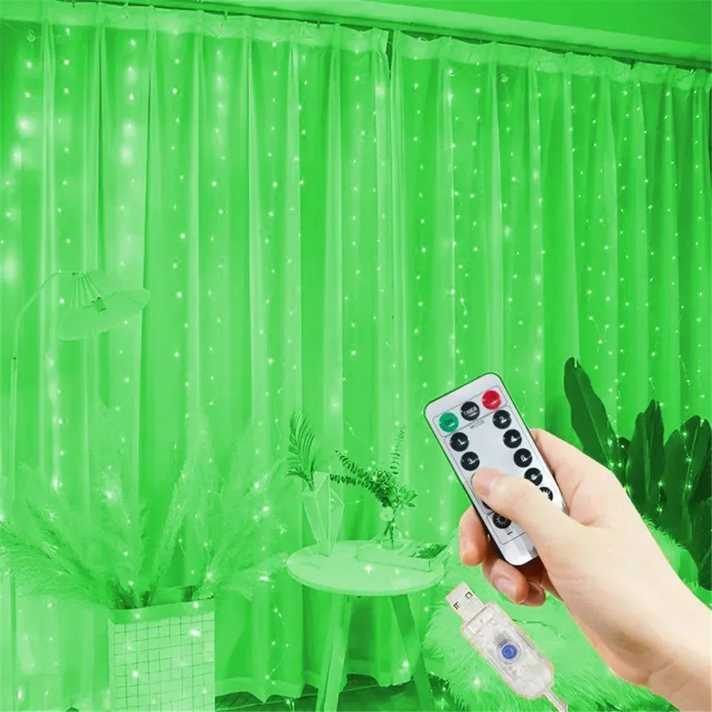 USB String Lights Holiday Wedding Light Garland Lights for Bedroom Remote Control Curtain LED Christmas Decor 100/200/300/600LED