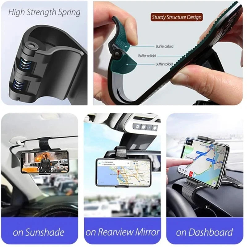 Car Holder For Phone Car Dashboard Clip Mount Mobile Cell Stand Smartphone GPS Support For iPhone 12 11 Xiaomi Redmi Huawei