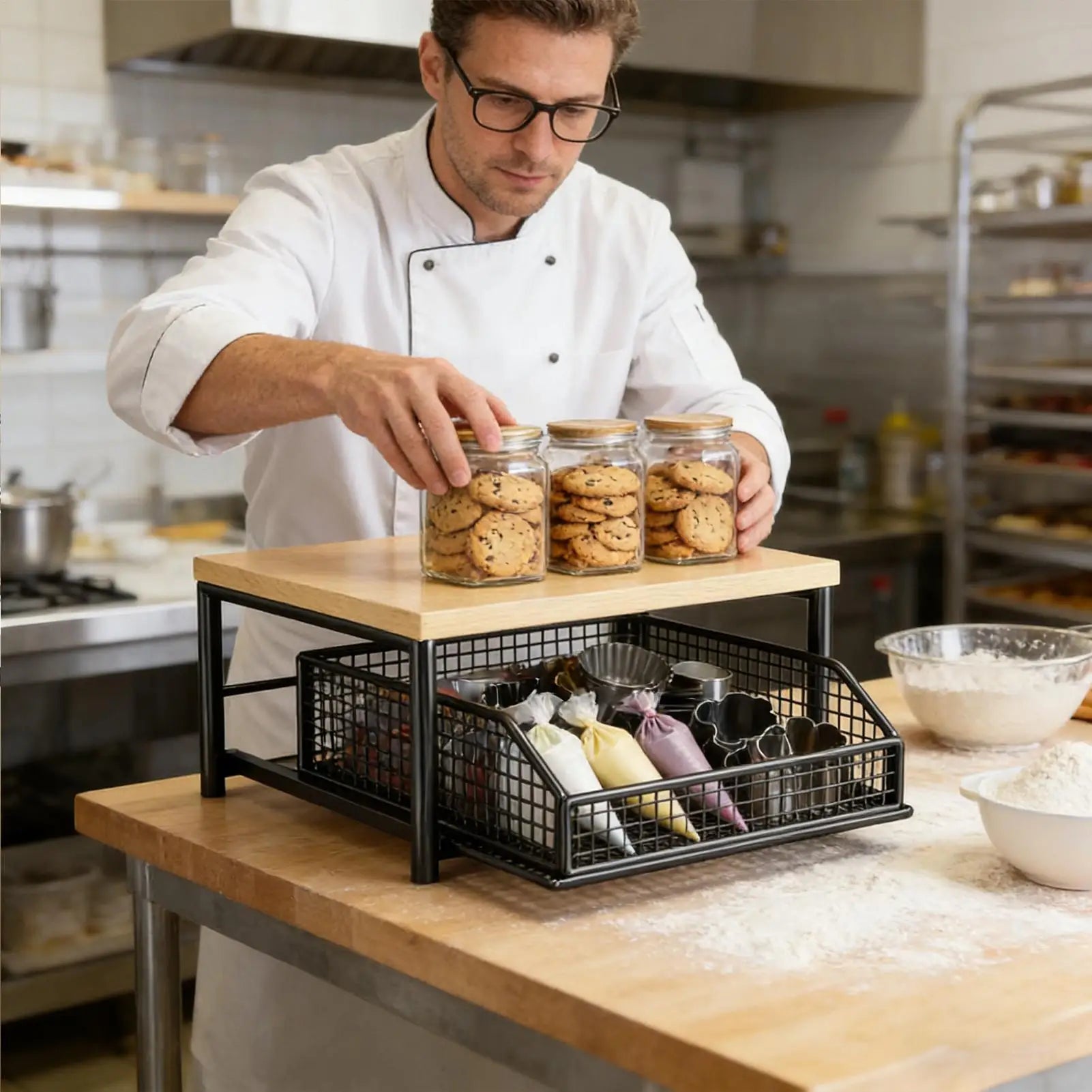Kitchen Storage Rack Standing Shelf with Drawer for Fruits Vegetables Microwave Oven Pots Dishes Spices Organizer Home Apartment