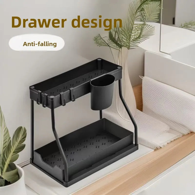 2026 2 Tier Slide Out Under Sink Organizer Large Capacity Space Saving Rack for Kitchen Bathroom Cabinet