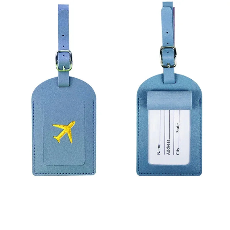 Luggage Tag Women Men PU Leather Travel Suitcases Identifier Label Baggage Boarding Bag Tags Name ID Address Holder Accessories