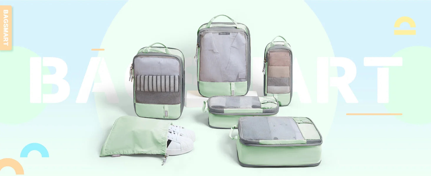 BAGSMART Compression Packing Cubes for Travel - 6/4/2 Set Lightweight Durable Luggage Organizer Bags Travel Essentials