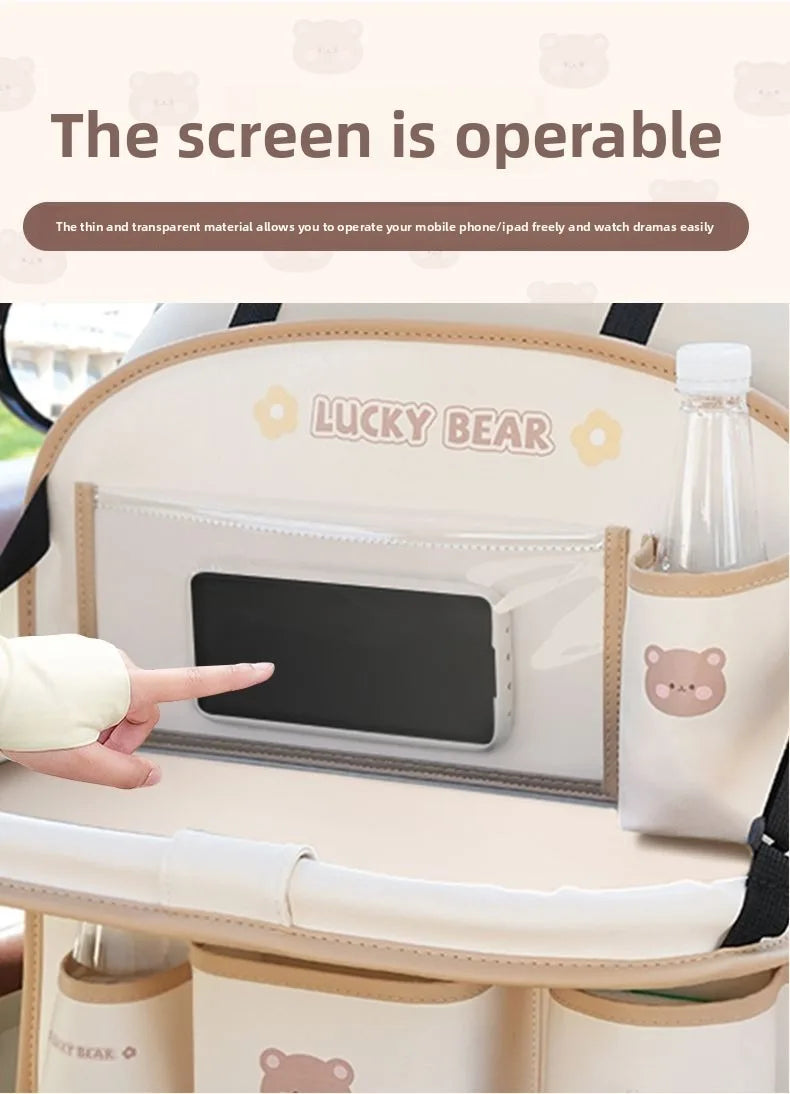 Car Seat Back Organizer - Rear Hanging Storage Bag, Backseat Table Tray, Vehicle Mounted Desk Board