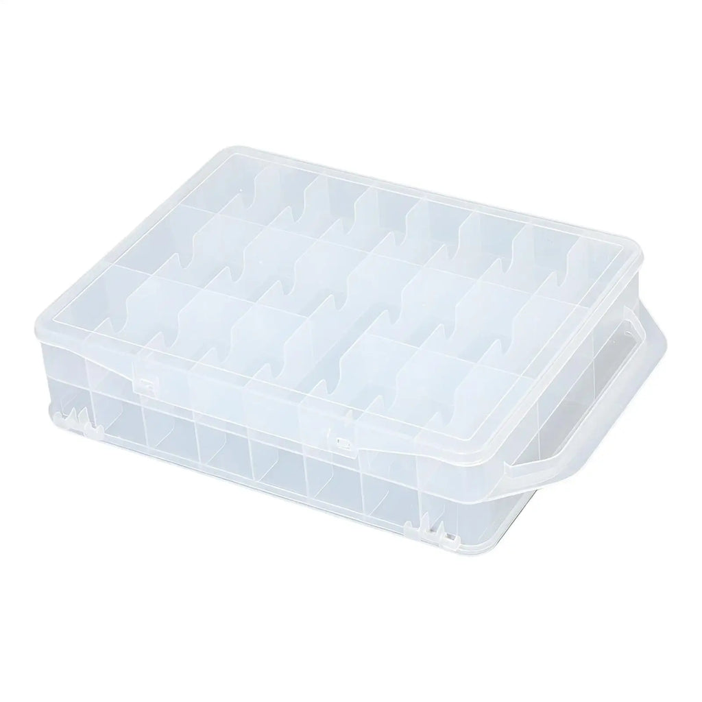 Clear Storage Boxes Double Sided Organizer Case Box With Handle 46 Compartments Clear Box With Lid For Home Office Bedroom