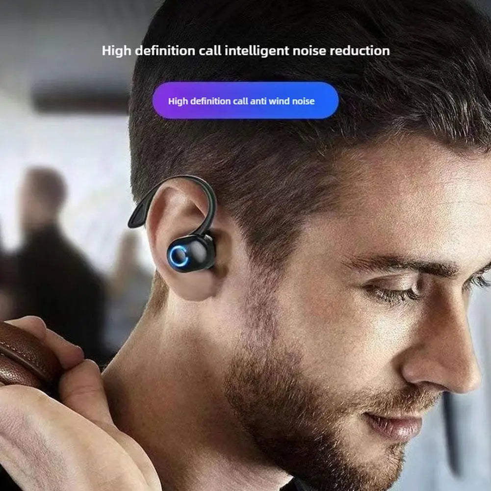 Bluetooth 5.2 Wireless Headset Single Ear-Hook Earplugs Ultra Long Battery Life Business Earphone Mobile Phone Headphone Earbuds