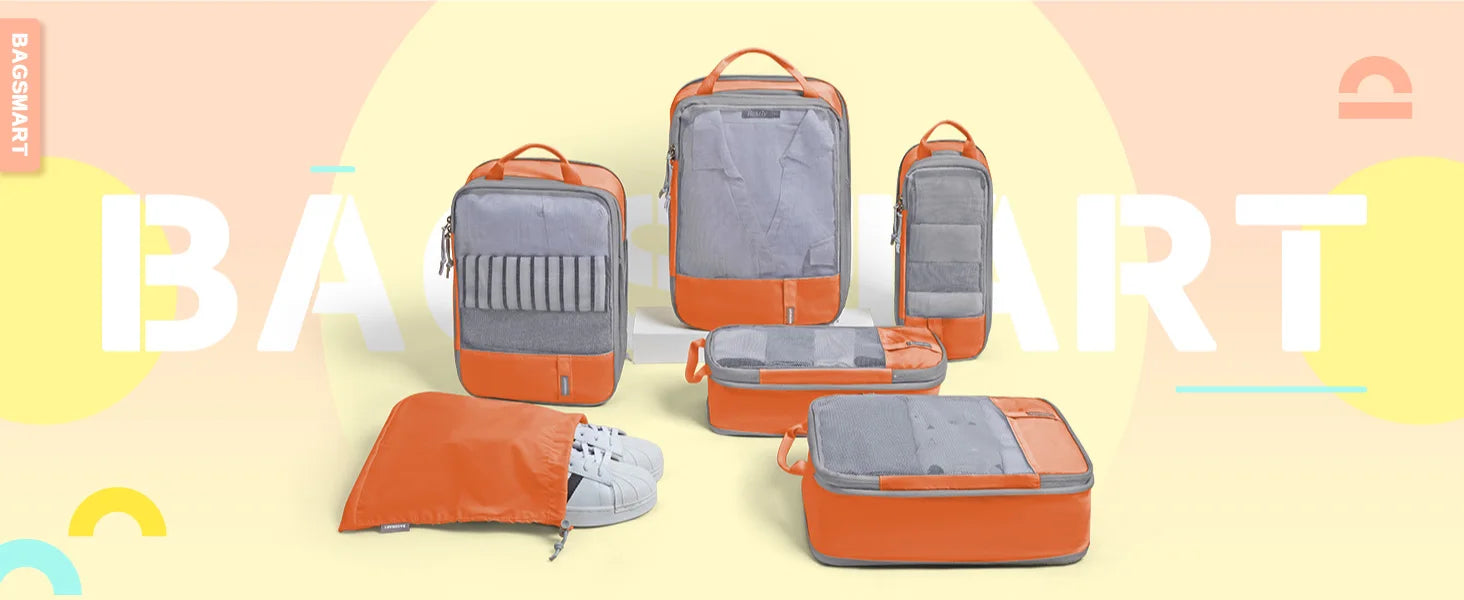BAGSMART Compression Packing Cubes for Travel - 6/4/2 Set Lightweight Durable Luggage Organizer Bags Travel Essentials