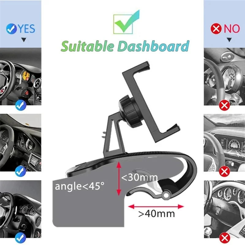 Car Holder For Phone Car Dashboard Clip Mount Mobile Cell Stand Smartphone GPS Support For iPhone 12 11 Xiaomi Redmi Huawei