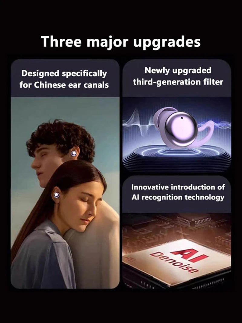 Sleep Bluetooth Earbuds ANC Noise Cancelling with Translation In-Ear Headphones Portable Charging LED Display for Travel Work
